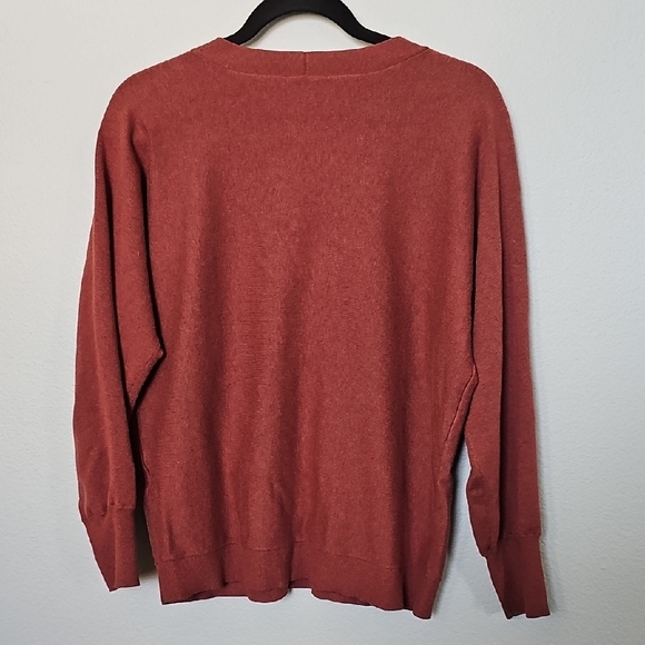 Chico's Caviar Bead V-Neck Pullover Dolman Sleeve Sweater Large Sable - Picture 9 of 10
